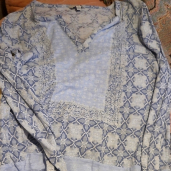 Lucky Brand Boho Baby Blue Patterned Shirt - Picture 1 of 3